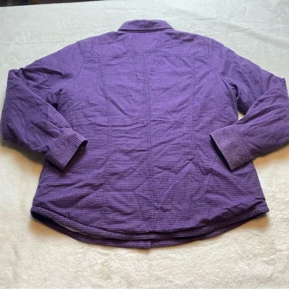 L.L. Bean Purple and Black Checked/Plaid Lined Shacket Size Large - Picture 2 of 14